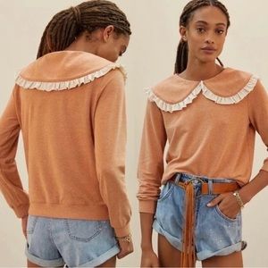 Anthropologie- Current Air Ruffle Collar Sweatshirt